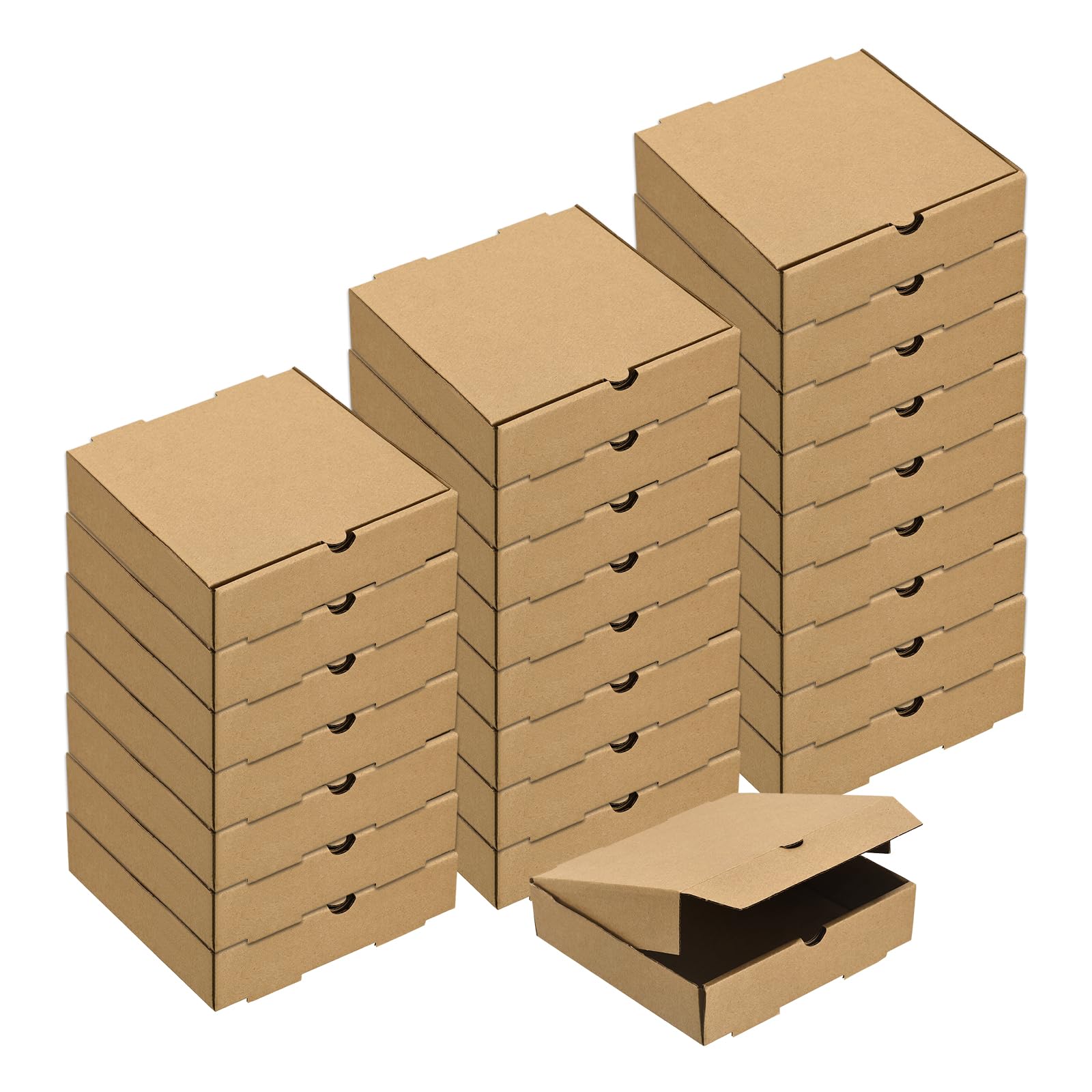 QUARKZMAN Caja de Pizza 25 piezas 10 x 10 - Cajas de Pizza Mini de Papel de Cuero de Vaca Contenedor Cuadrado de Almacenamiento Corrugado para Pasteles Galletas Pizza (Marrón)