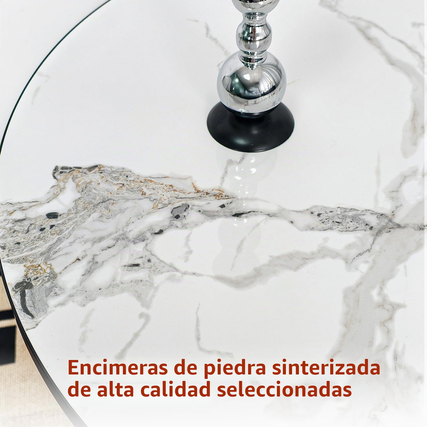FATIVO Mesa Comedor Redonda de Mármol: Mesa de Cocina Pequeña Φ76xH78cm para 3-4 Personas, Mesas Comedor Modernas de Piedra Sinterizada, Resistente a Manchas, Arañazos y Altas Temperaturas