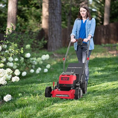 Miniatura 6 de PowerSmart Cortacésped inalámbrico de 40 V de 17 pulgadas, cortacésped con batería sin escobillas con batería de 4.0 Ah y cargador