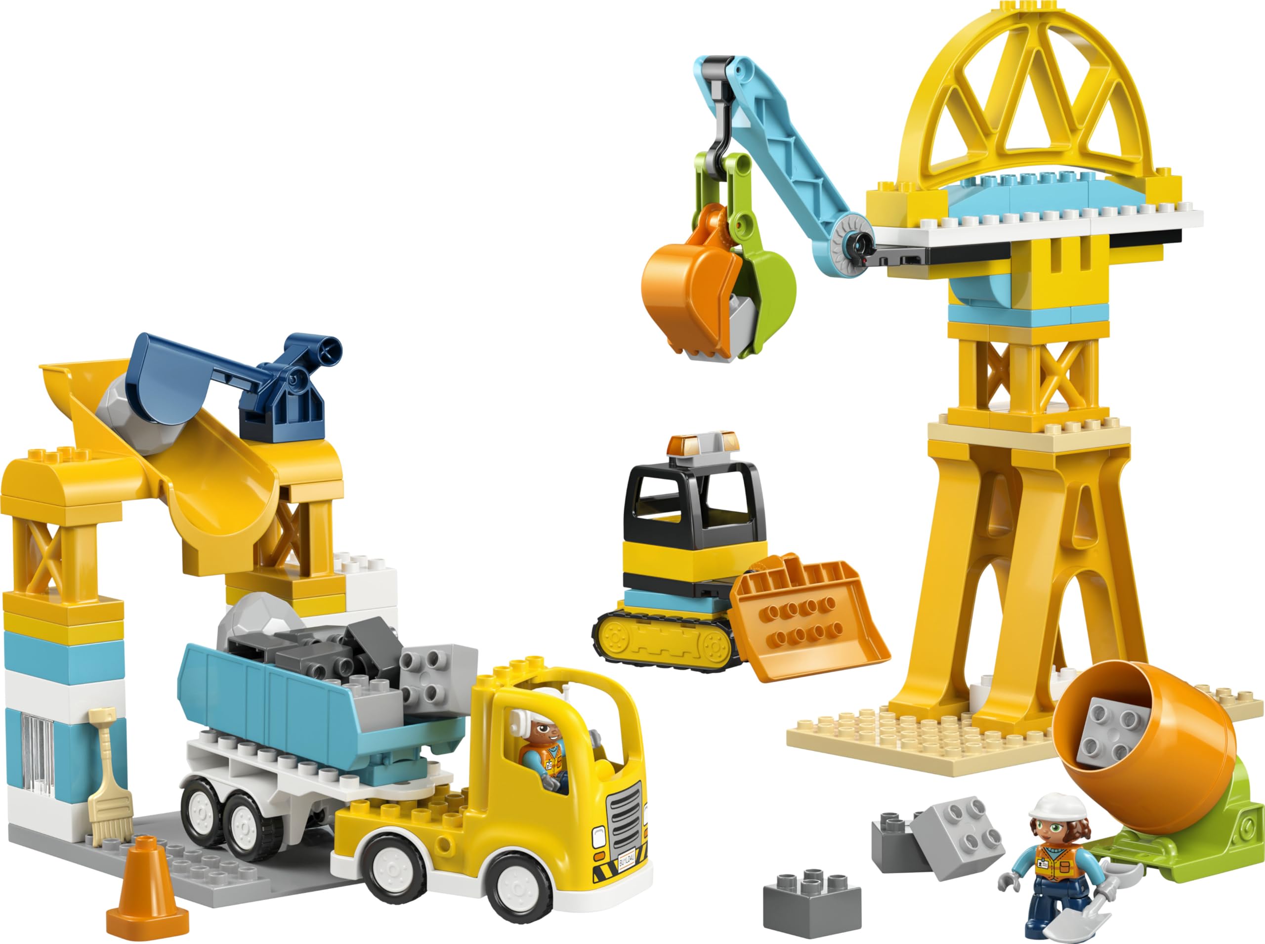 LEGO Duplo Obra y Vehículos de Construcción “3 en 1” - Juego Educativo para la Motricidad Fina - Camiones, Grúas, Excavadoras y Hormigoneras de Juguete - Regalo para Niños y Niñas de 3+ Años - 10476