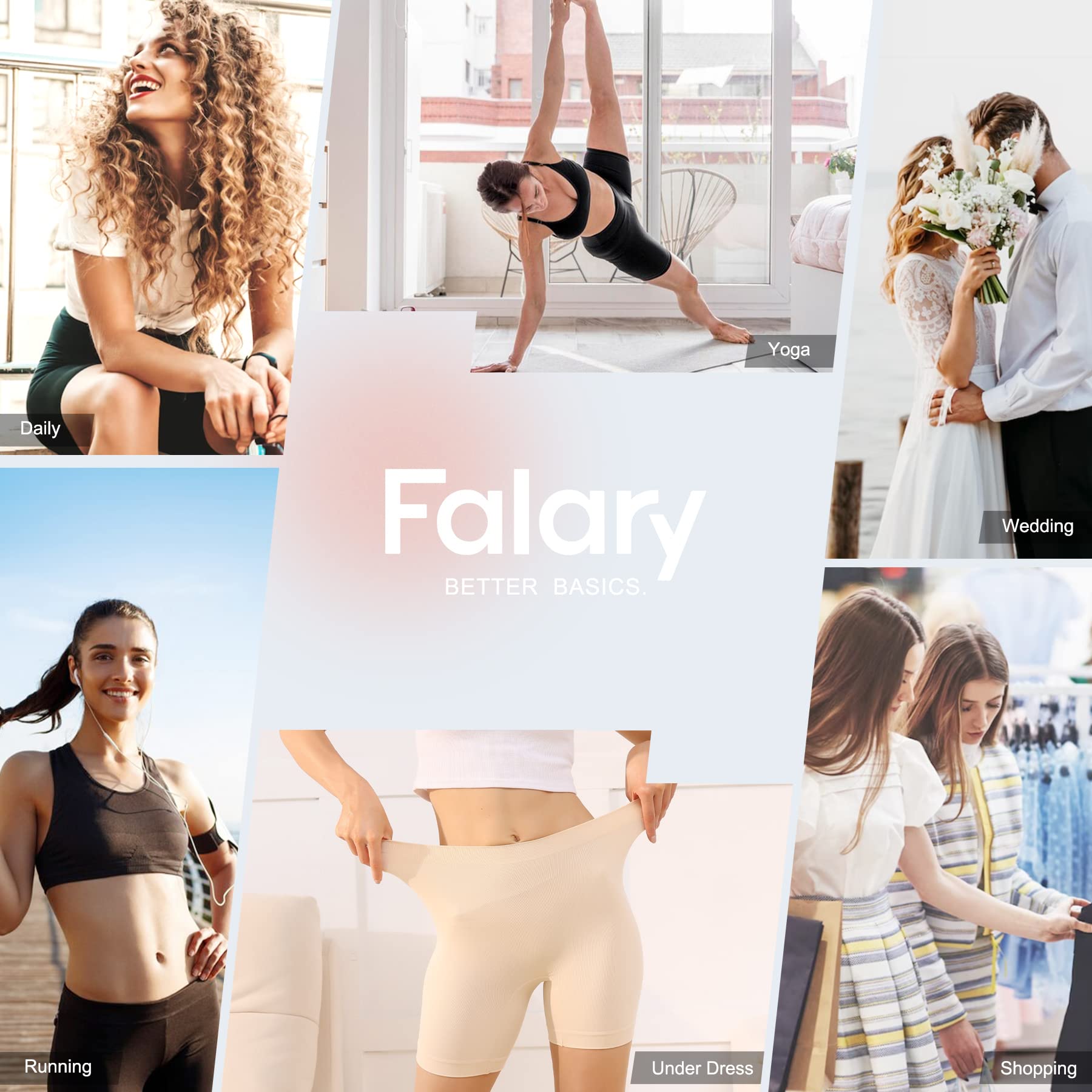 FALARY Leggings Cortos Boxer Mujer Shorts Bragas Pantalones Mujer Pack de 3 Negro Beige Blanco XS - 2XL — view 6