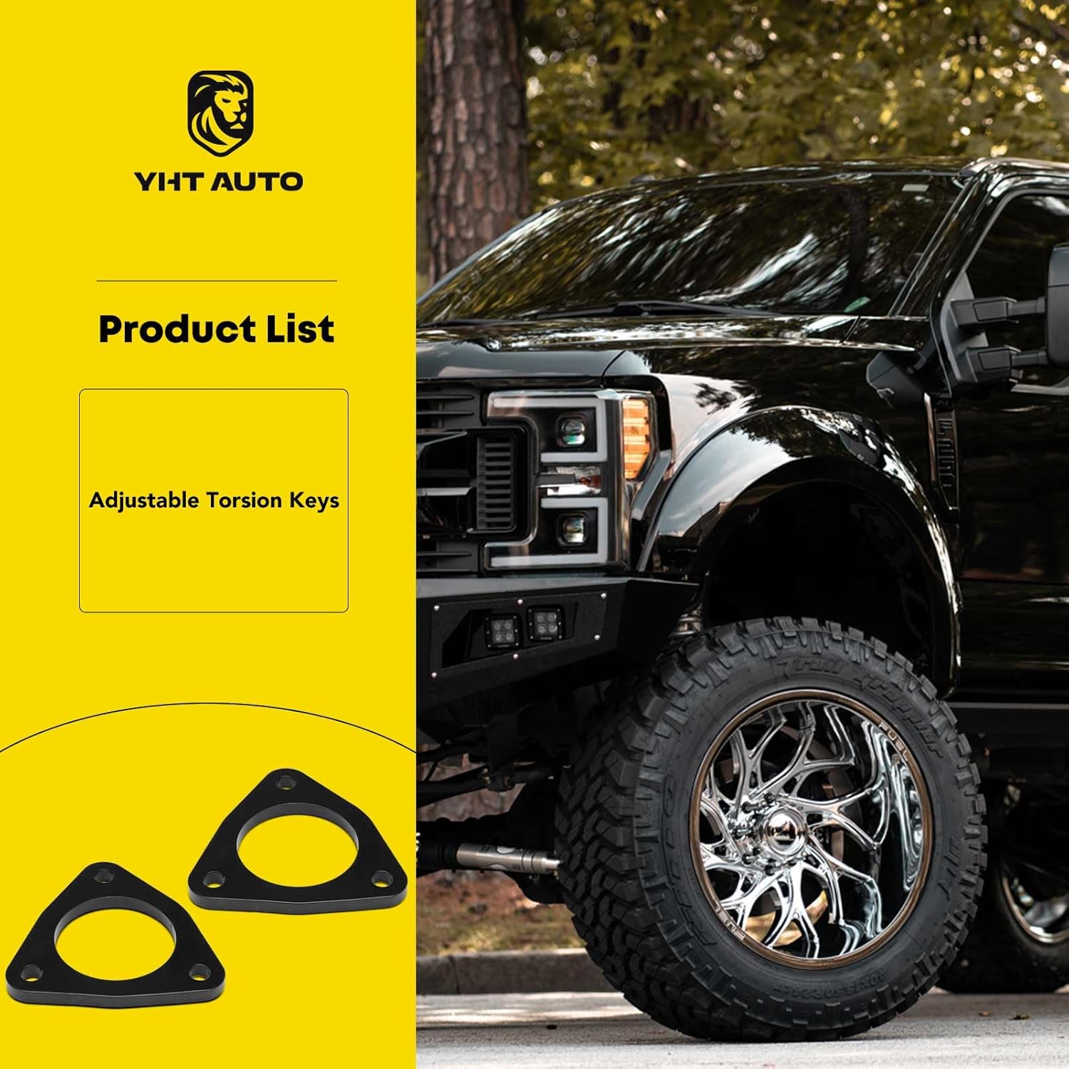 YHTAUTO 1/2 inch Front Leveling Lift Kit Fit 07-24 Chevy Silverado 1500, Tahoe, Avalanche, Suburban, GMC Sierra Yukon XL | RWD/4WD | Spacers Raise the Front By 1/2 Inch | 2PCS Suspension Leveling Kit
