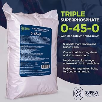 Supply Solutions | 0-45-0 Triple Superphosphate with 13.5% Calcium | High Phosphorus Bloom Booster Fertilizer for Indoor Plants, Flowers, Orchids, Citrus, Lawns, Vegetables & Fruit Trees (40 Pounds)