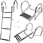NovelBee 4 Step Inboard Boat Ladder,Stainless Steel Telescoping Step Ladder Folding Dock Ladder for Marine Boat Yacht Swimming Pool