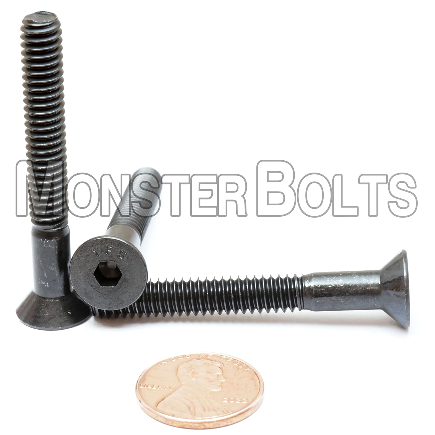 MonsterBolts - 1/4-20 x 2 Flat Head Socket Cap Screws, ASTM F8356, Alloy Steel, Black Oxide, 50 Pack