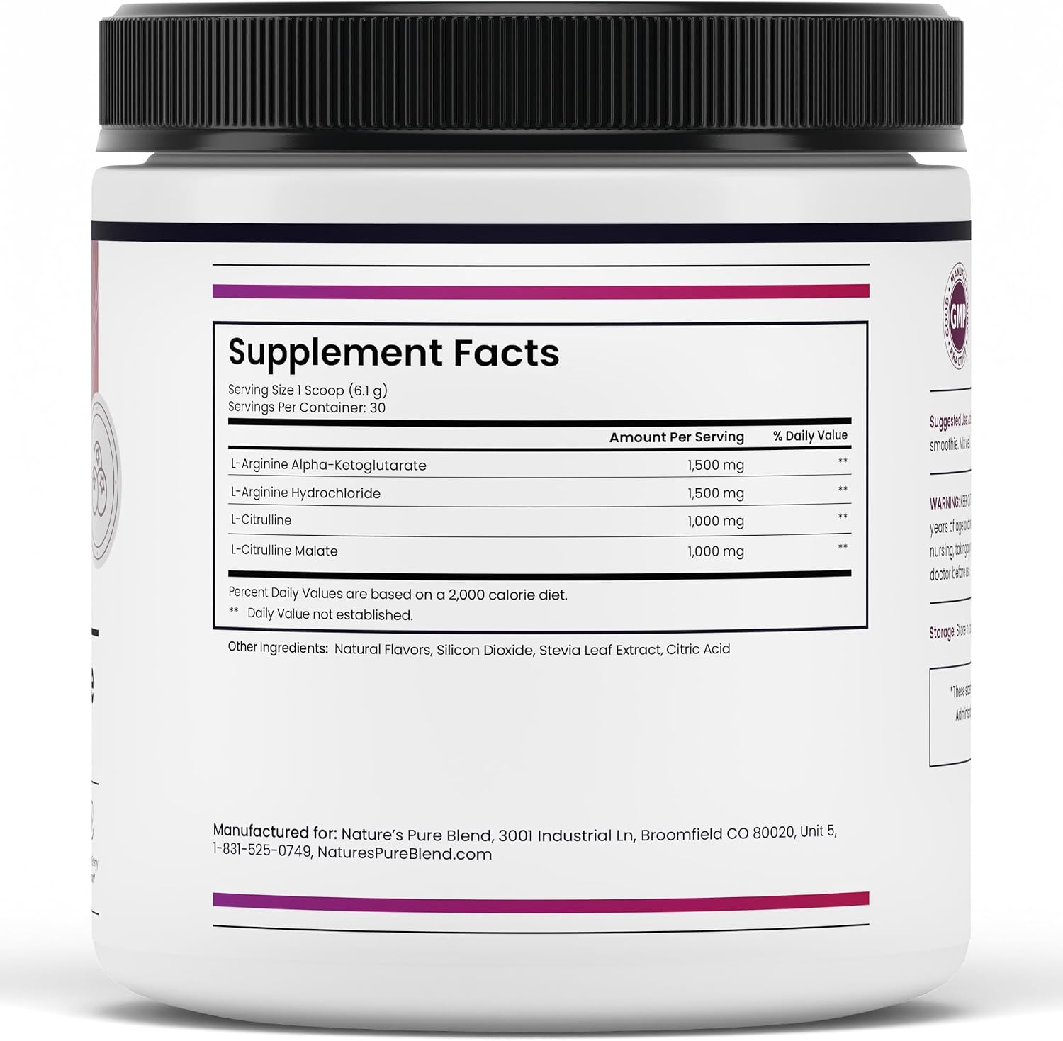 Nature's Pure Blend Liquid Nitric Oxide Supplements for Men – L-Arginine Powder – Nitric Oxide Booster & Circulation Supplement – Blood Flow Support (Mixed Berry Nitric Oxide)