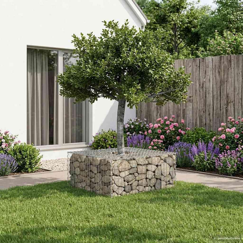 vidaXL Letto rialzato in gabbione Argento, Recinzione da giardino, pannelli rettangolari, barriera resistente, elegante fence per privacy all'aperto