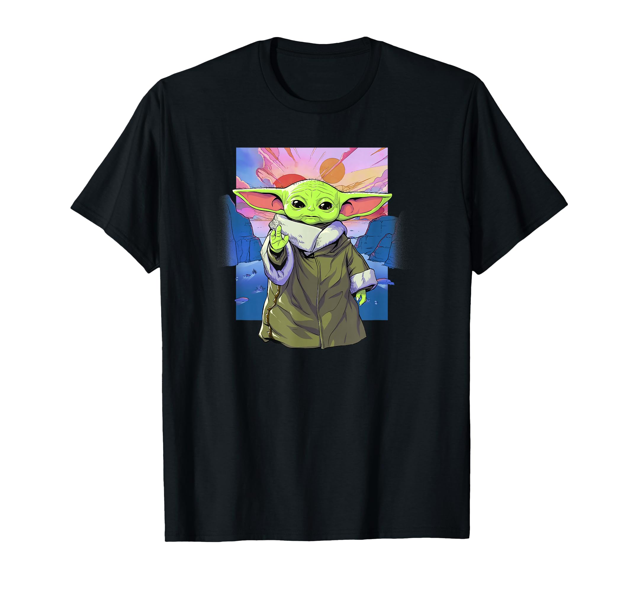 T-shirt Star Wars Grogu imprimé graphique Celestial Sunset haute définition