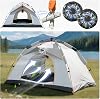 Instant Pop Up Tent for Camping - 2 Person Waterproof Tent with Air Circulation Fan, UPF 50+ Sun Protection, 60-Second Setup for Family and Backpacking