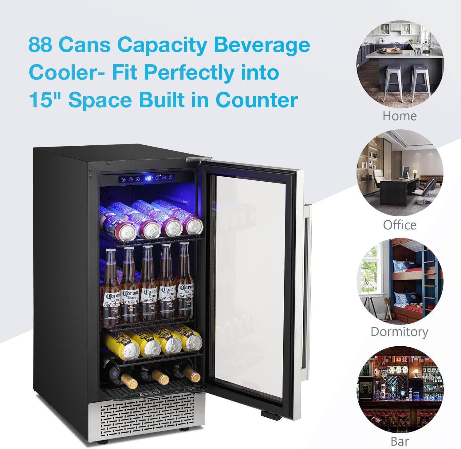 Exсluѕіvе Dіѕсоunt 80% оƒƒеr Antarctic Star 15 Inch Beverage Refrigerator Buit-in Wine Cooler Mini Fridge Clear Glass Door Digital Memory Temperature Control, Beer Soda LED Light, Quiet Operation (15 Inch)