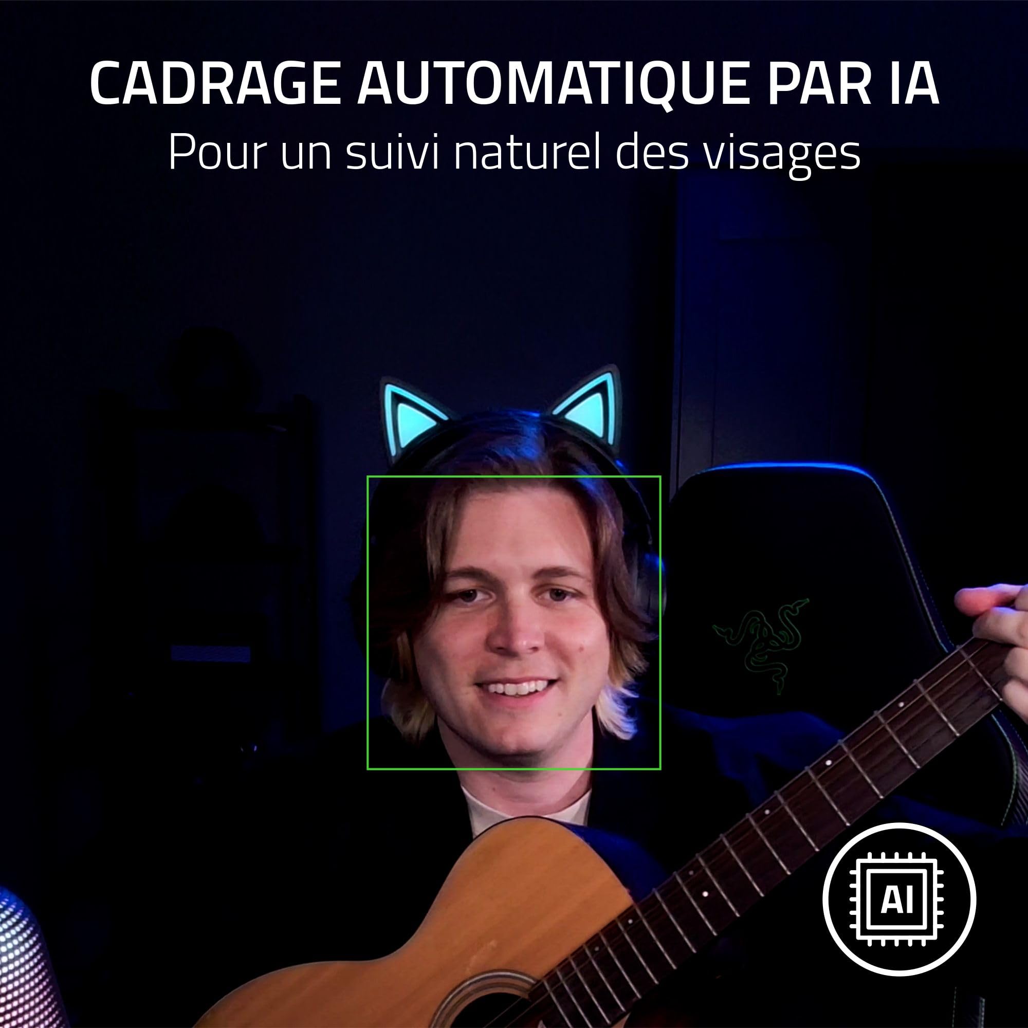 Razer Kiyo V2 – Webcam 4K 30FPS avec Cadrage Automatique alimenté par l'IA - 1080p 60FPS, Cache intégré, HDR, Objectif Ultra Grand Angle, Compatible avec MS Teams, Zoom, Google Meet | Noir