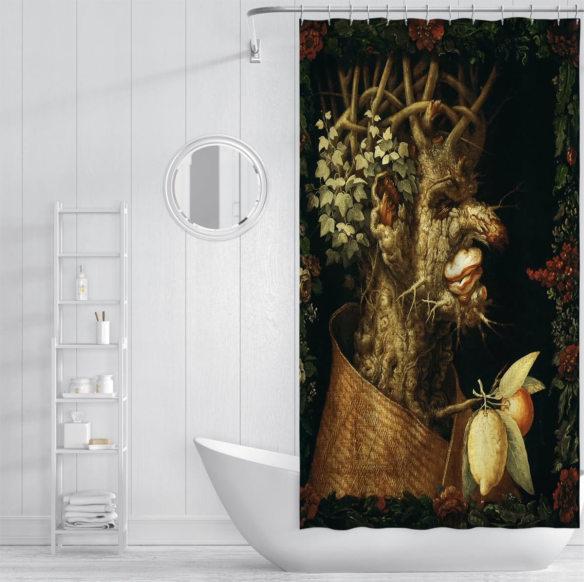 Renaissance Stil Stoff Polyester Duschvorhang Allegorie des Winters Berühmte Malerei Drucke Badezimmer Vorhänge Wasserdicht Schnelltrocknend 150 x 180 cm