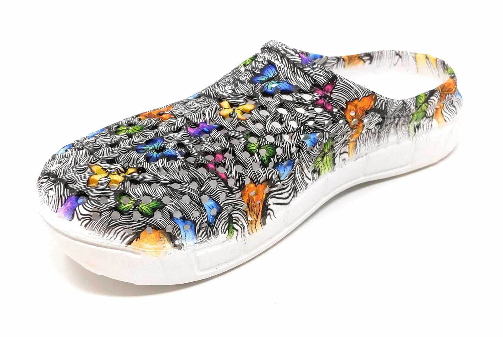 Comfort Trends Clogs Slip-On Casual Medical EVA Clogs, Colorful Butterfly Womens' Comfort Ventilated Breathable Everyday Shoes Garden EVA Clogs