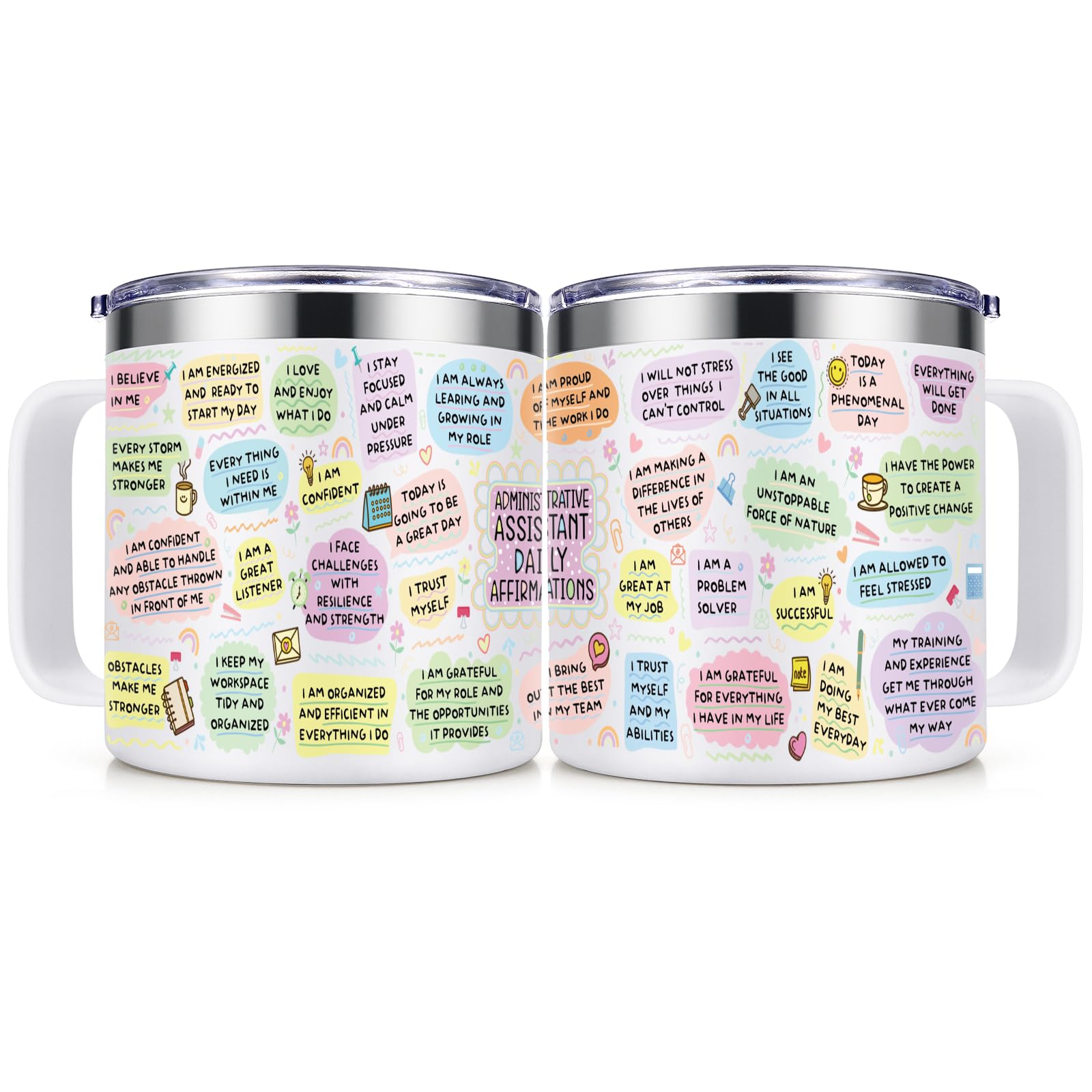 Lifecapido Administrative Professional Day Gifts, Administrative Assistant 14oz Insulated Coffee Mug, Administrative Assistant Gifts, Birthday Appreciation Gift for Administrative Assistant, White