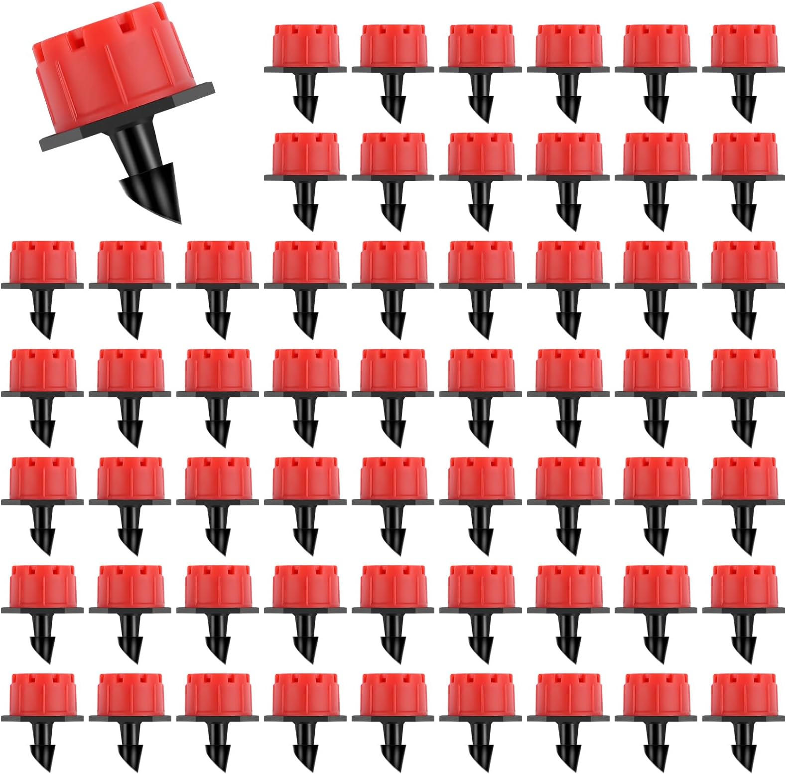 Kalolary 100PCS Adjustable Drip Irrigation Emitters, 1/4 Inch Irrigation Drippers Micro Drip Irrigation Sprinklers for 4/7mm Water Tube 360 Degree Anti-Clogging Emitter Drippers for Watering System