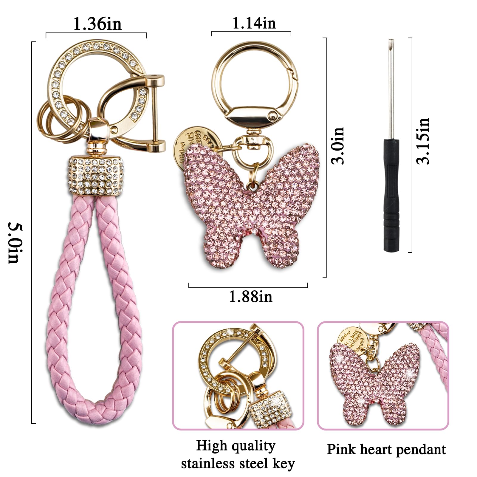 Llavero con forma de corazón para mujeres y niñas, llavero para llaves de coche, bolsos, mochilas, accesorios