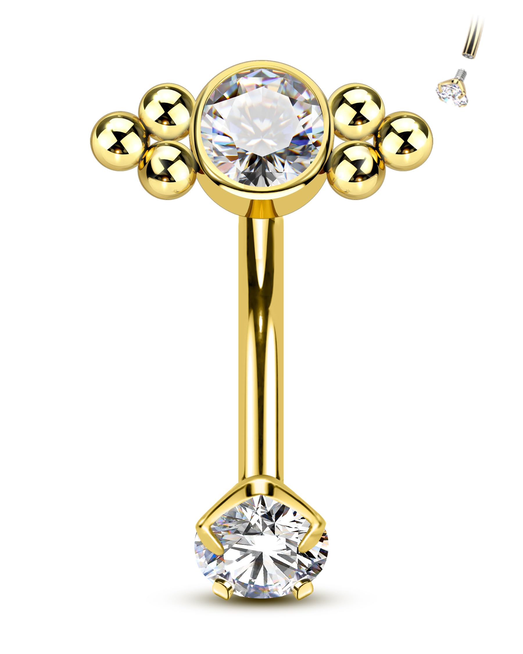 Agrewd Minimalist Rook Earrings, G23 Solid Titanium Eyebrow Rook Piercing Jewelry, 16G Internally Thread Vertical Labret Stud