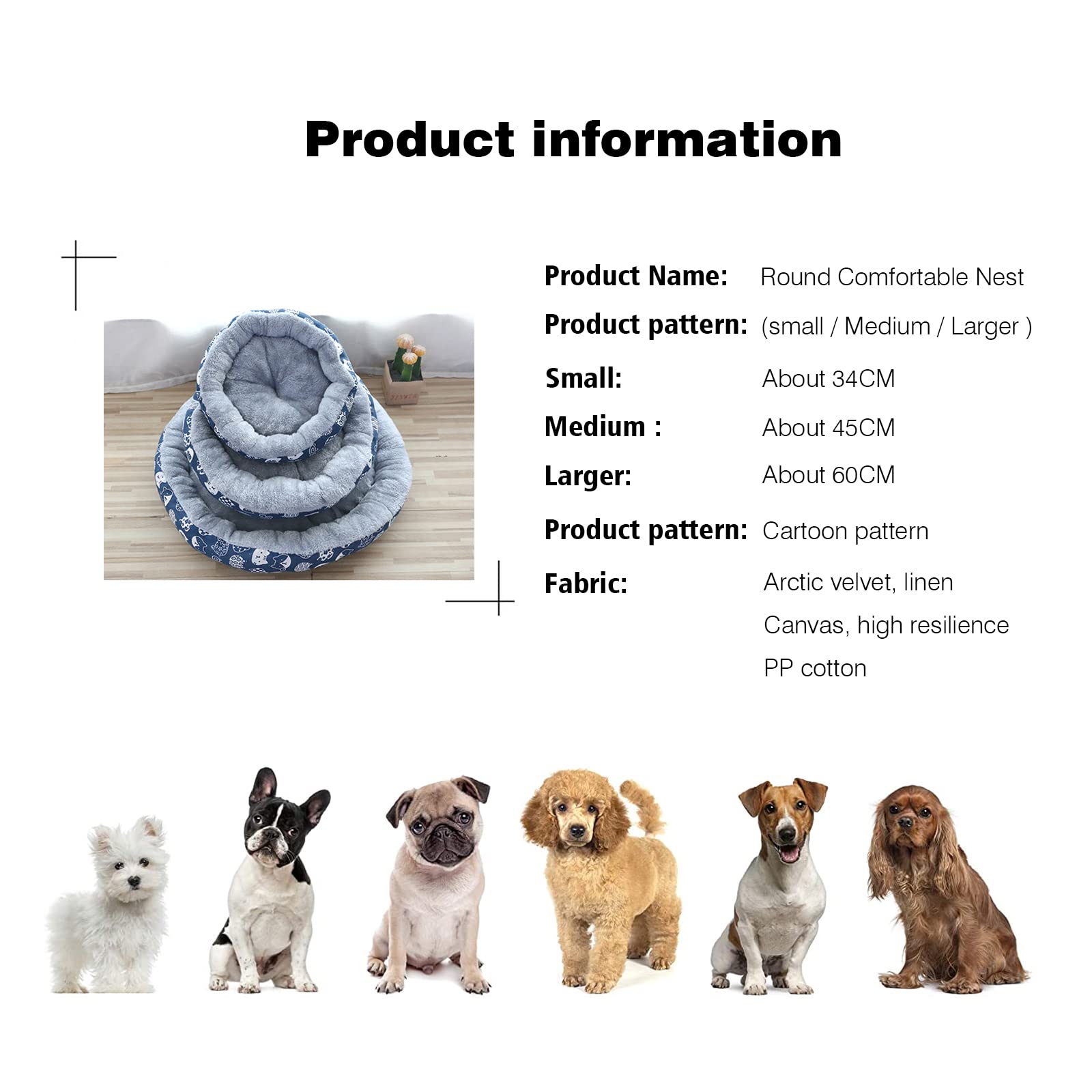 PETCUTE Haustierbett für Katzen und Hunde,Runde Donut Katzenbett Katzenkorb,Katzenkissen,Waschmaschinenfest Orthopädisches Hundebett für Kleine Hunde,Hundebett mit Rutschfestes Boden