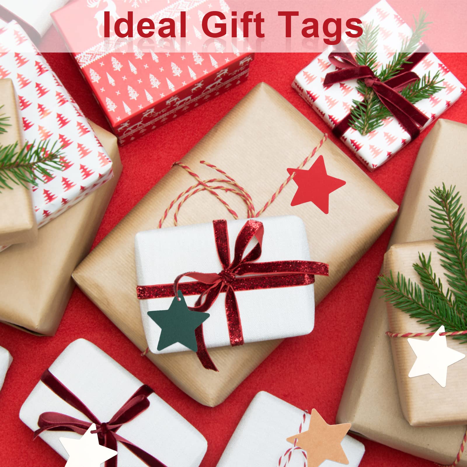 Produktbild von Geschenkanhänger Weihnachten, 200 Stück Geschenkanhänger Sterne, Stern