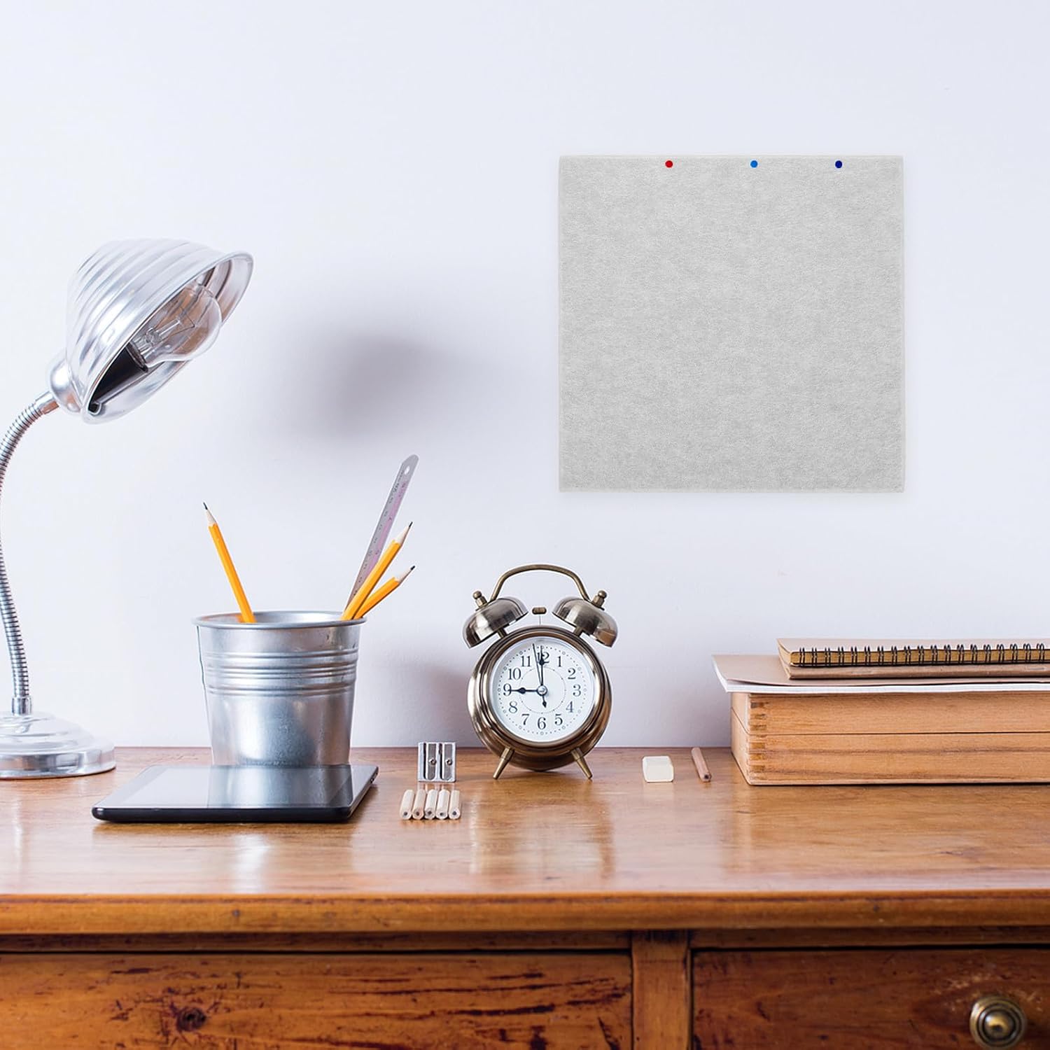 SHINEOFI Bulletin Self 12pcs Tiles Felt Board 11.8" X 11.8" Large Beige Felt Pin Boards with Adhesive Repeated Push Pin Usage Cork Alternative for Walls and Office Home and Kitchen