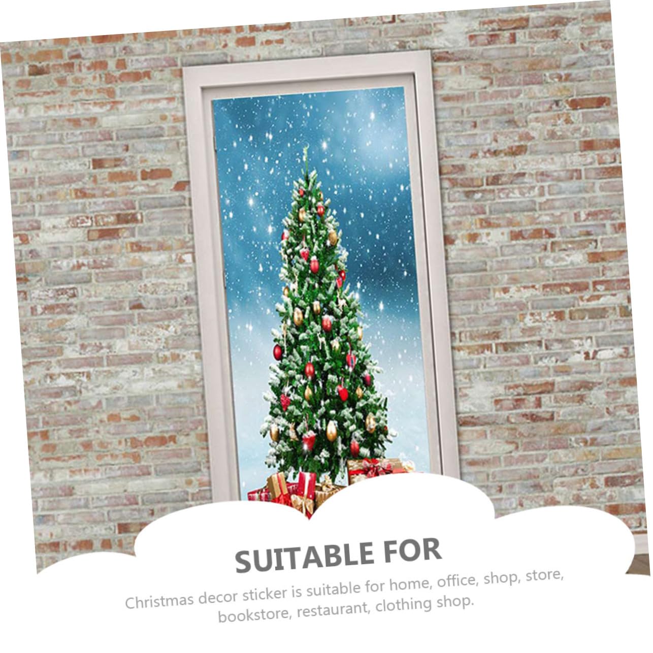 Cabilock 2 Juegos Pegatinas Para Puerta Bolas De Navidad Adornos Decoración Letreros Calcomanías Guirnaldas Calcomanías Para Despegar Y Pegar Cortina De Papá Noel Luces 2 hojas * 2