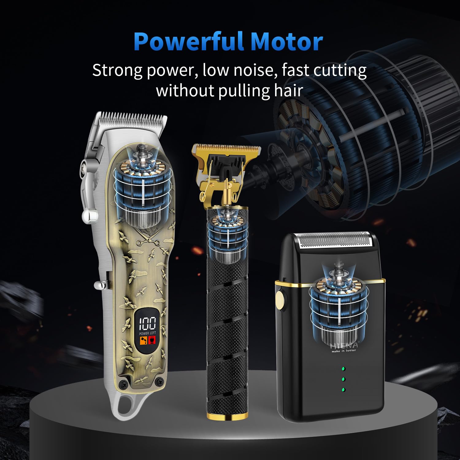 HIENA PRO Haarschneidemaschine-Set & Trimmer-Kit für Männer, professioneller elektrischer Bartschneider und Folienrasierer, Gesichtspflegewerkzeuge, USB-Aufladung, perfekte Geschenke für Männer