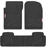 Motor Trend FlexTough Tapis de plancher en caoutchouc noir avancé – 3 Coupe de pièce pour les tapis de sol pour les voitures camion SUV, Liners Automotive tout temps avec poignées de traction et lignes de trim multiples