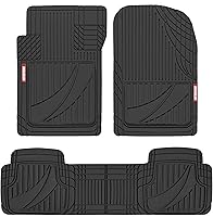 MotorTrend FlexTough Advanced All-Weather Black Rubber Floor Mats - Trim-to-Fit Heavy Duty Protection for Cars Trucks SUVs