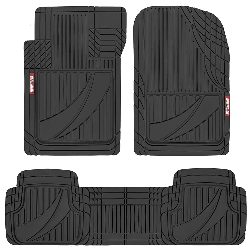 Tapetes automotivos de borracha Motor Trend FlexTough Advanced, recortáveis, pretos, 3 peças