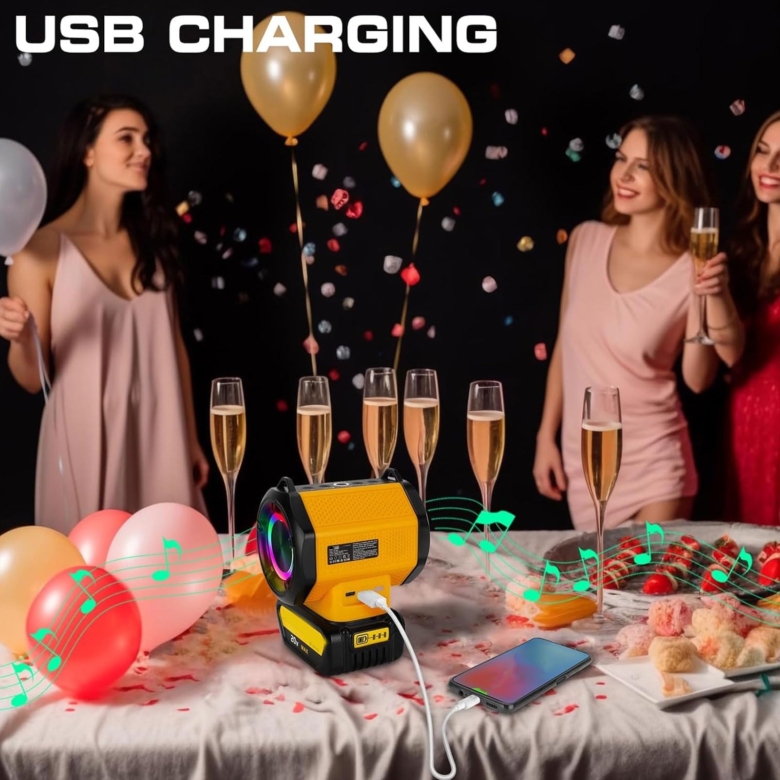 Głośnik Bluetooth, podwójne parowanie Dźwięk stereo Głośnik zewnętrzny Porty USB Odtwarzanie z dysku U Zasilanie bateryjne 24-godzinny czas odtwarzania Przenośny głośnik Bluetooth