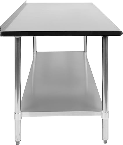 Miniatura 7 de Flash Furniture Reader - Mesa de trabajo y preparación de acero inoxidable calibre 18 con protector contra salpicaduras y estante inferior de 1.5