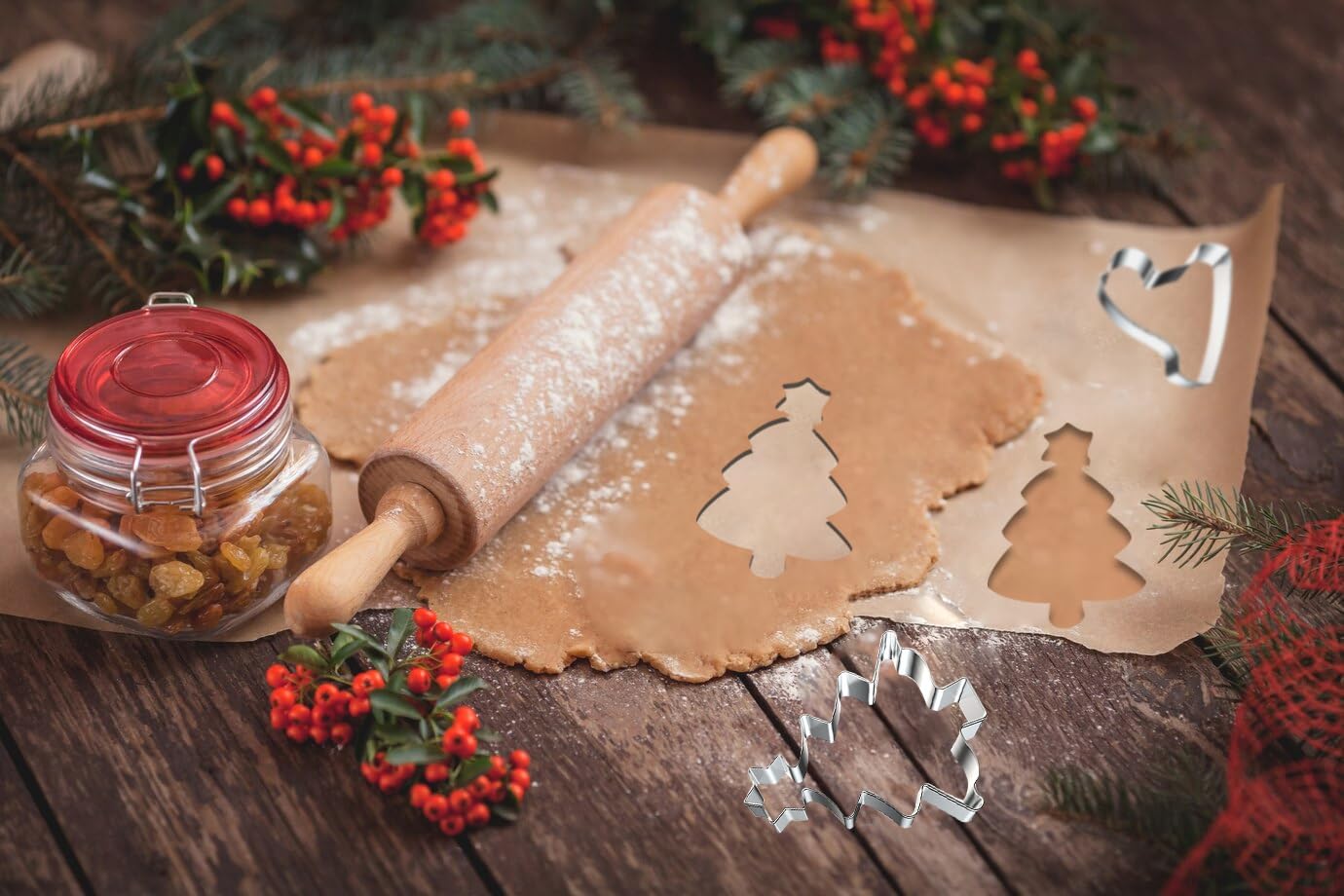 Hying 6-teiliges Weihnachts-Ausstechformen-Set zum Backen, Weihnachtsbaum, LKW, Ausstechformen, Edelstahl, Glöckchen, Schneemann, Kuchen, Keksausstecher, Formen, Sets für DIY, Backen, Winter,