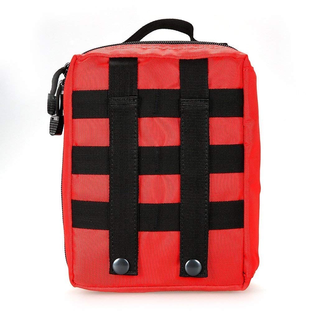 Bolsa de primeros auxilios, bolsa de supervivencia de emergencia, bolsa de almacenamiento médico para el hogar, coche, caza, lugar de trabajo, camping, viajes (color: rojo), color: negro (color: rojo)