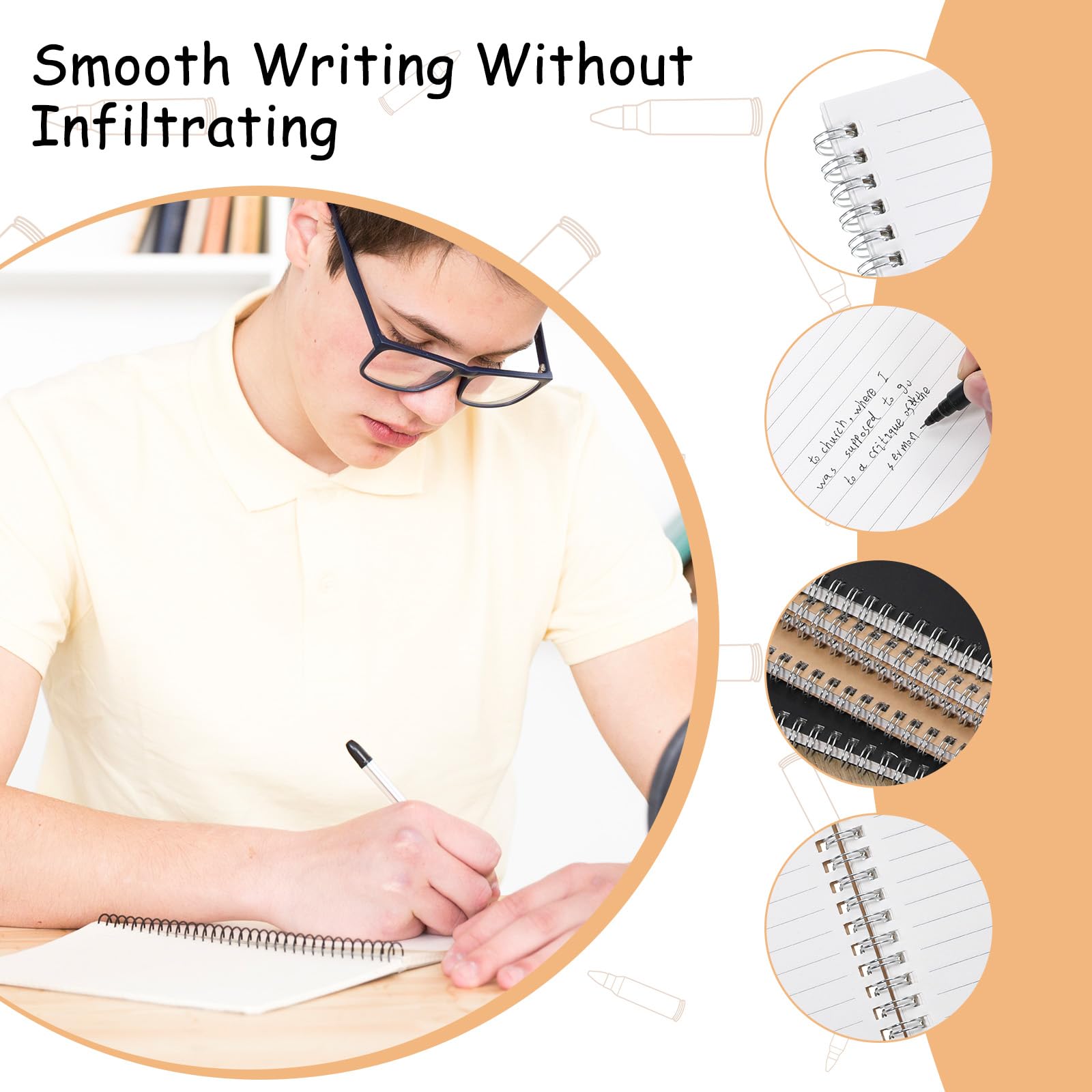 JJUNW 20 Pack A5 Spiral Notebook College Ruled Journals Notebook 5x8 Inches Ruled Lined Paper for Work, Sketches, Study, Notes Taking, Travel, 50 Sheets 100 Pages (Black, Kraft)