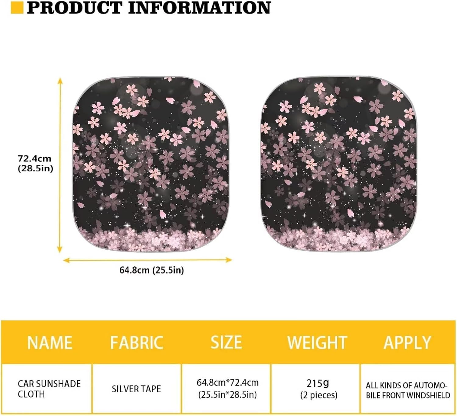 Cherry Blossom Windshield Sun Shade Foldable 2 Pieces Windshield Sun Visors Block UV Rays Keep Vehicle Cool Easy Foldable & Quick Installation image 4