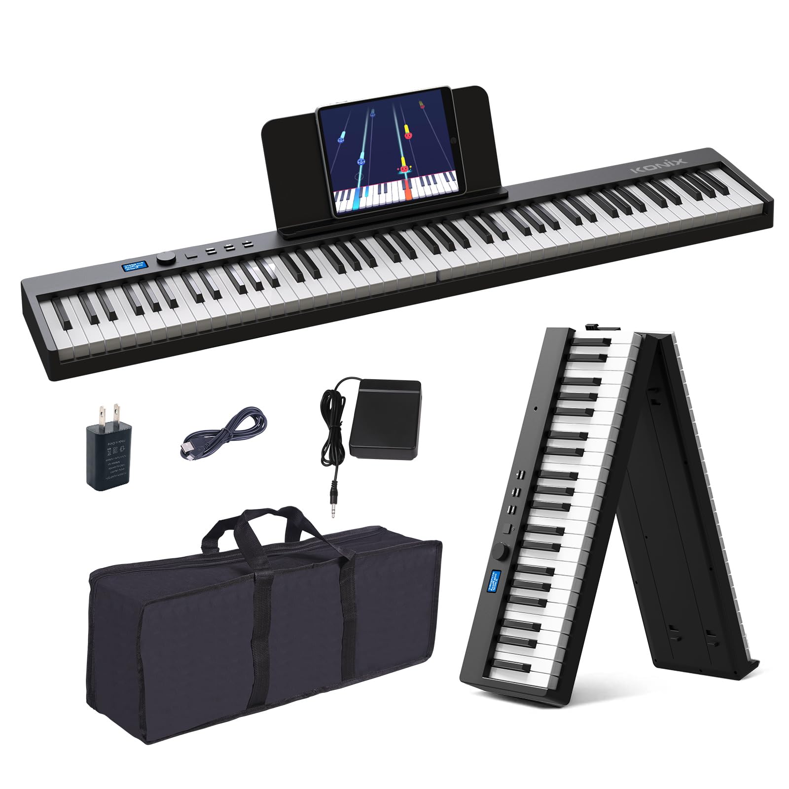 Amazon.com: KONIX Foldable Piano Keyboard, 88 Key Full Size Semi