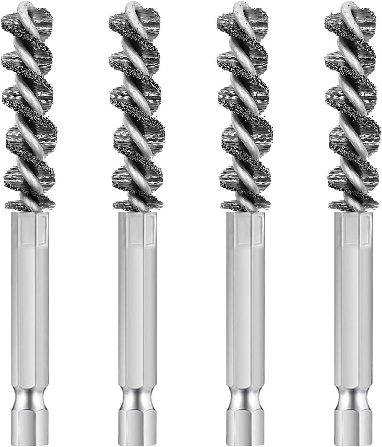 – 4 Pcs Golf Clubs Head Hosel Brush, Golf Club Brush, Golf Stainless Steel Hosel Wire Brush Electric Drill Cleaning Wire Brush Tool, Hex Shank Handle Electric Drill Wire Brush for Wood and Iron, Sliver