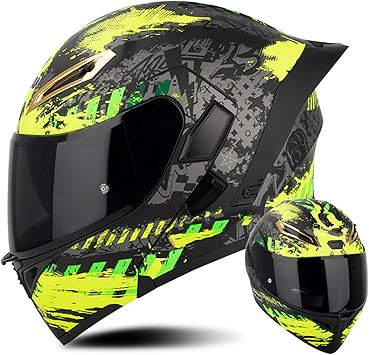 Flip-Up Dual Visor Motorcycle Helmet - DOT Approved Full Face Modular Motorbike Lightweight Helmets, Comfortable and Racing Helmet for Men and Women SXXL5564cm