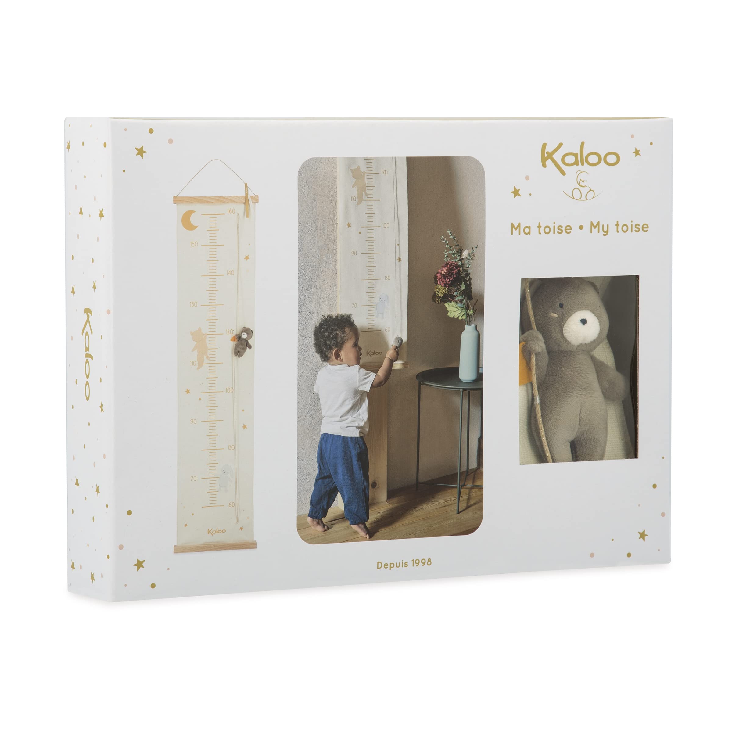 Kaloo - Toise Murale En Bois FSC Reves De Douceur - 1m27 - Ourson Mesure Taille Bébé Dès La Naissance