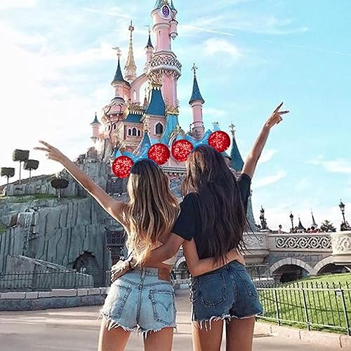 Miniatura 7 de FANYITY Orejas de ratón, diadema de lentejuelas con orejas de ratón para niños, niñas y mujeres (rojo)