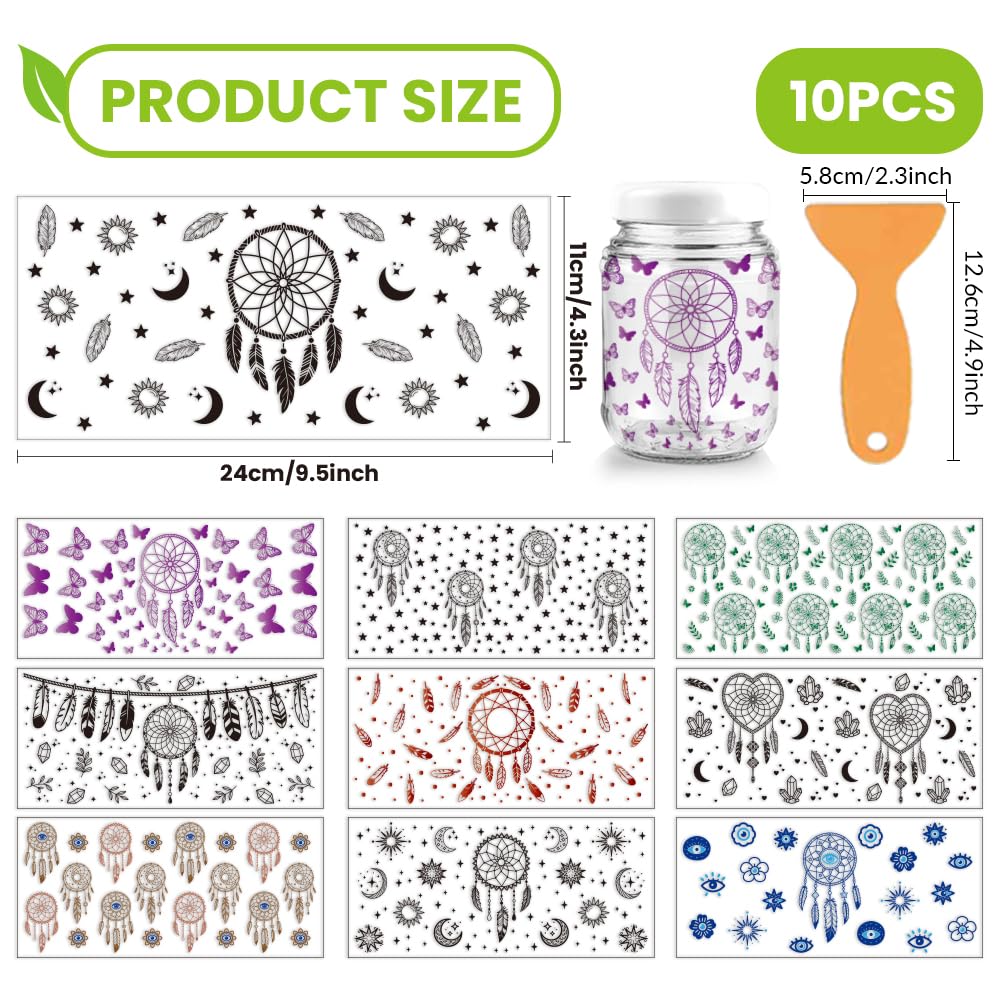 arricraft 10 Sheets Dream Catcher Theme UV DTF Cup Wrap for 16OZ Glass - Image 2