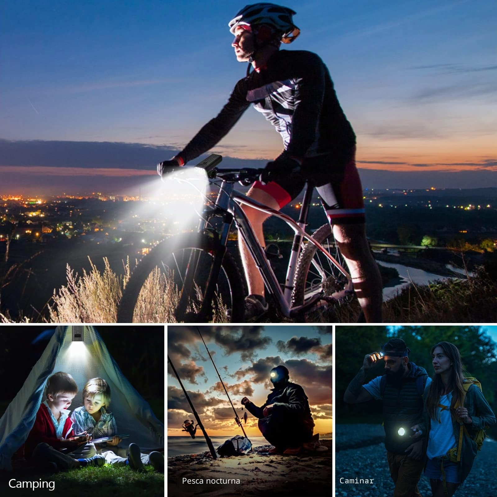 Luces para Bicicletas Led 8000 Lumen, 9600 MAh Luz Delantera Bicicleta USB Recargable, Impermeabile IXP6 Luz Trasera Bicicleta Aplicar para Bicicletas de Carretera y de Montaña
