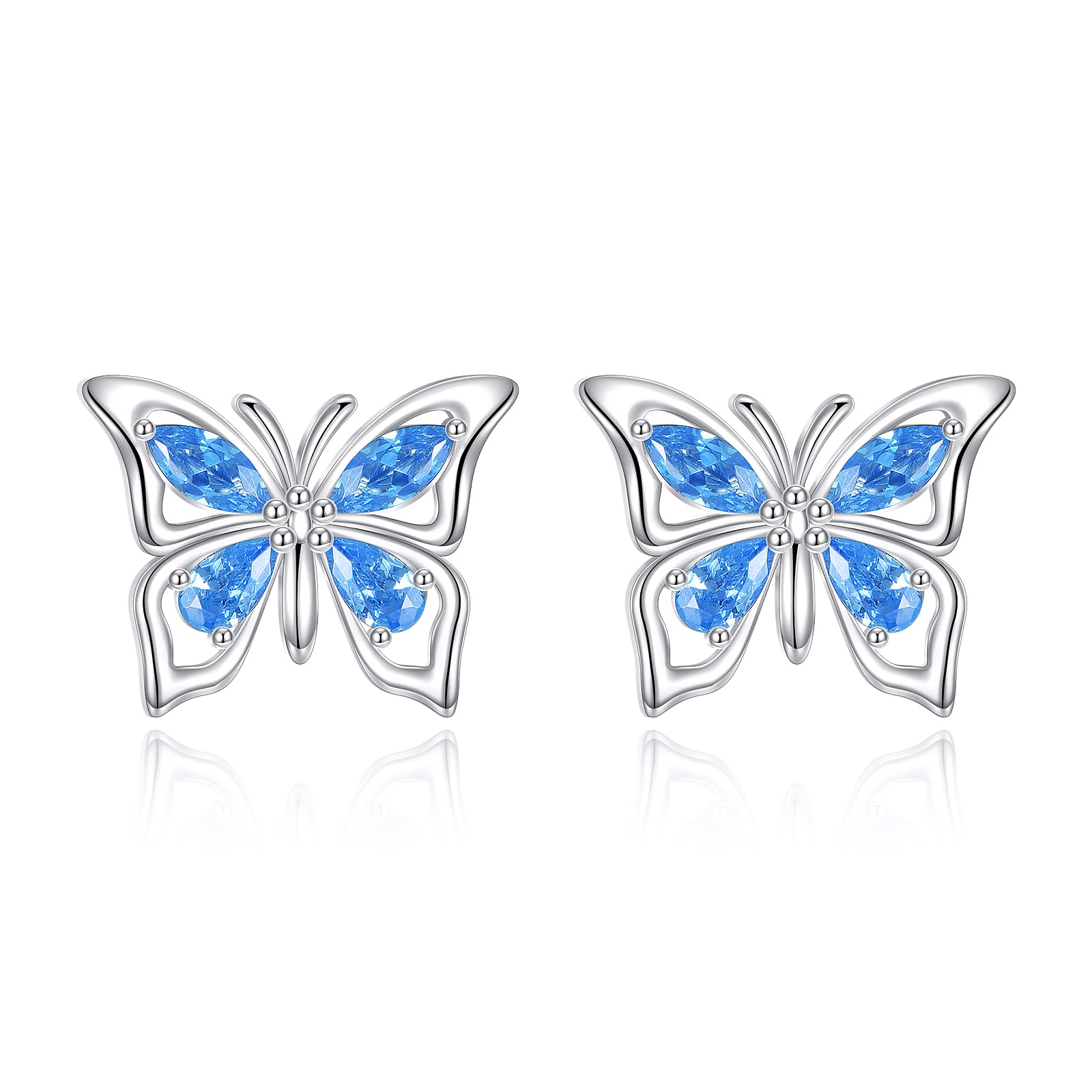 VONALA Orecchini a farfalla da donna, in argento Sterling 925, con pietra portafortuna, ipoallergenici, per donne, familiari e amici