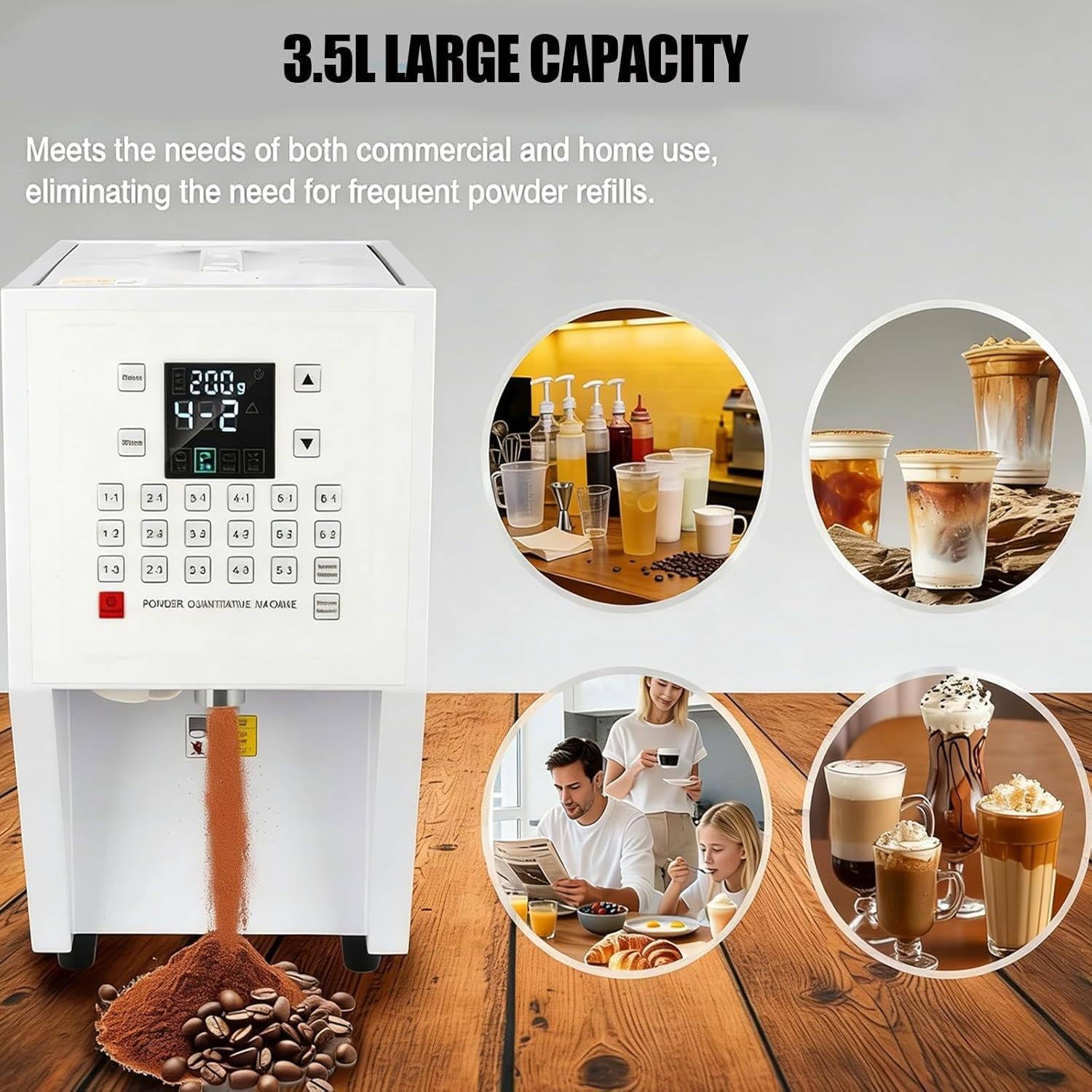 Automatischer Lebensmittelpulverspender, 3,5 l, Messquantifizierer für Kaffee, Milchpulver, Milchpulver, Fruchtpulver, Matcha-Ausrüstung
