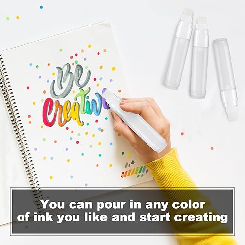 Miniatura 5 de Epakh Paquete de 4 bolígrafos de pintura recargables acrílicos vacíos para tinte de cuero, marcador blanco transparente permanente, marcadores de
