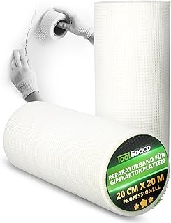 ToolSpace Glasfaserband Selbstklebend Extra Breit 20 Cm X 20 M Armierungsgewebe Für Rissüberbrückung Und Trockenbau Innen Und Außen 20 cm x 20 m für Wand und Decke
