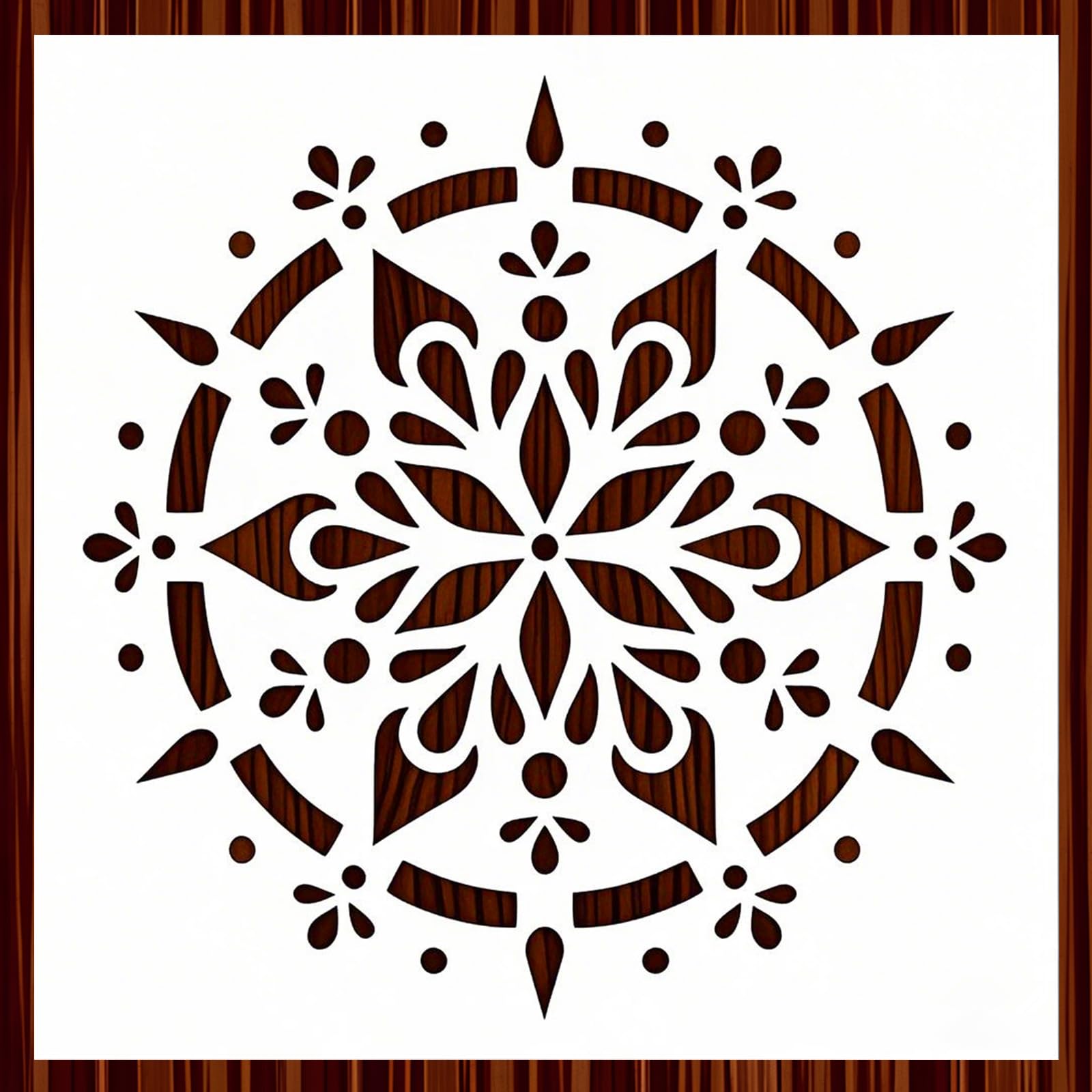 LYMSSESS Mandala Stencil Template (12x12 Inch) - Painting Stencil for Wood Wall Furniture Floor Tiles Fabric (B Mandala)