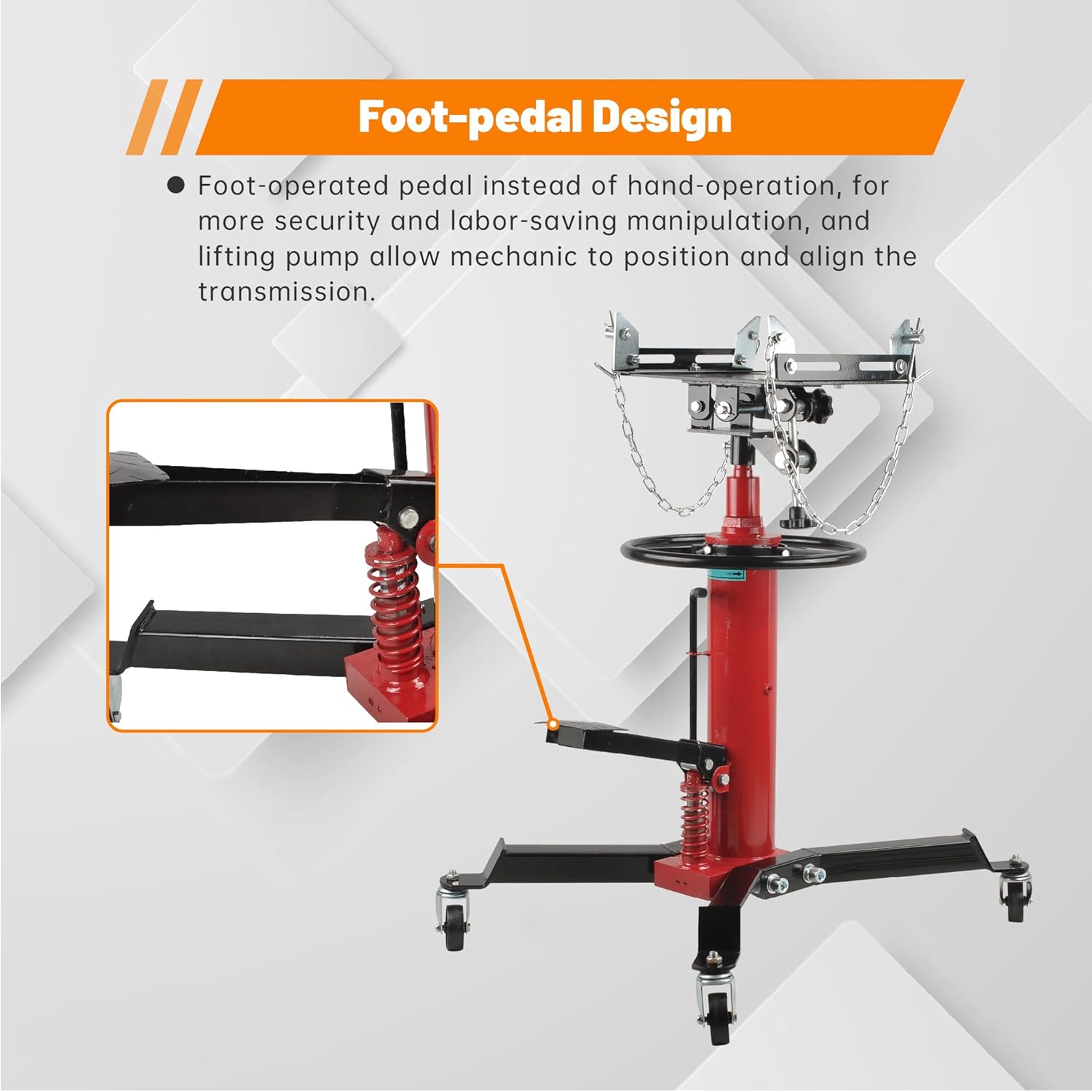 Transmission Jack, 1600 lbs/0.75Ton Capacity Hydraulic Telescopic Transmission Jack 2 Stage Adjustable High Lift Transmission Jack,Garage/Shop Lift Hoist,34" to 70" Lifting Range