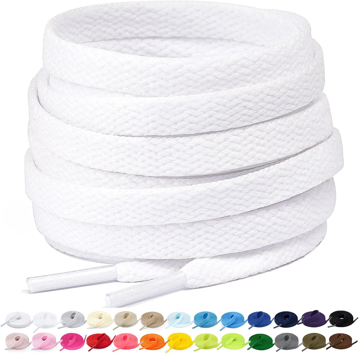 ZOUIQSS Lacci per scarpe in nastro di raso 1 paia Lacci piatti per donne e ragazze, lacci di ricambio per scarpe da ginnastica Stivali da ginnastica Scarpe sportive(55,1(140cm) Bianco