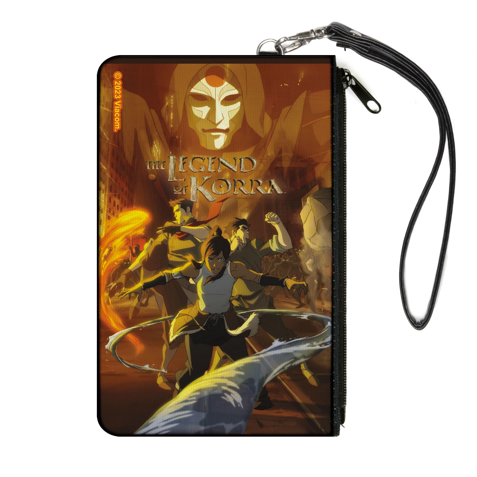Buckle-Down Nickelodeon Zip Around Clutch Wristlet Travel & Credit Card Holder Wallet, The Legend of Korra Group Action Pose and Amon Face Orange, Canvas